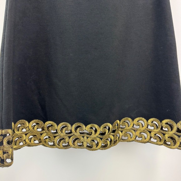 Free People Black Gold Embroidered Sleeveless Mini Dress Size 4 Floral Cutout - Picture 6 of 14